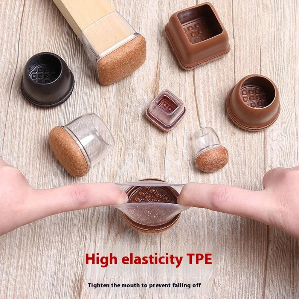 8Pcs Square Chair Leg Covers for 19-25mm Furniture Feet Protectors Noise Reducing Anti-Slip Wear-Resistant - Transparent - 4