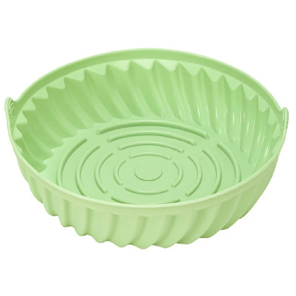 19cm Round Silicone Baking Pan Heat Resistant Air Fryer Oven Foldable Cake Mold (BPA Free, FDA Certified) - Cyan - 1