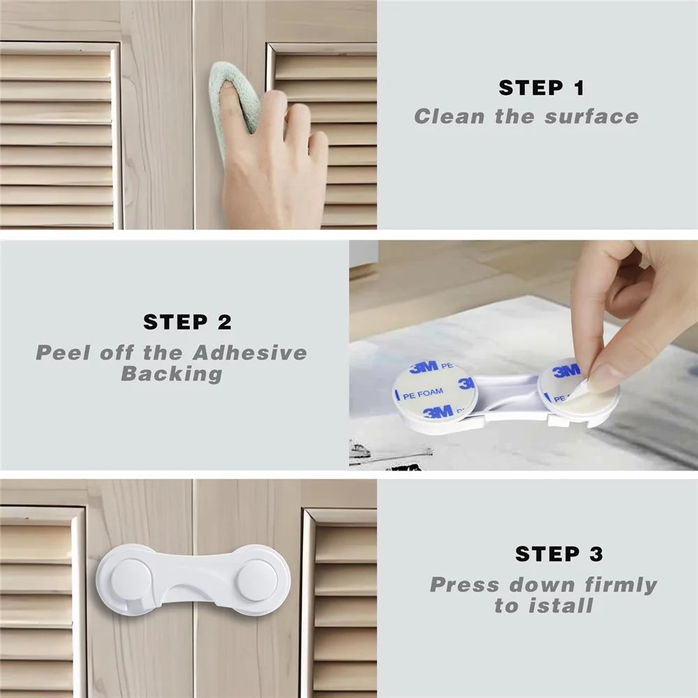 10Pcs Baby Child Safety Drawer Lock Refrigerator Cabinet Anti Pinch ABS Protective Latch - White - 5