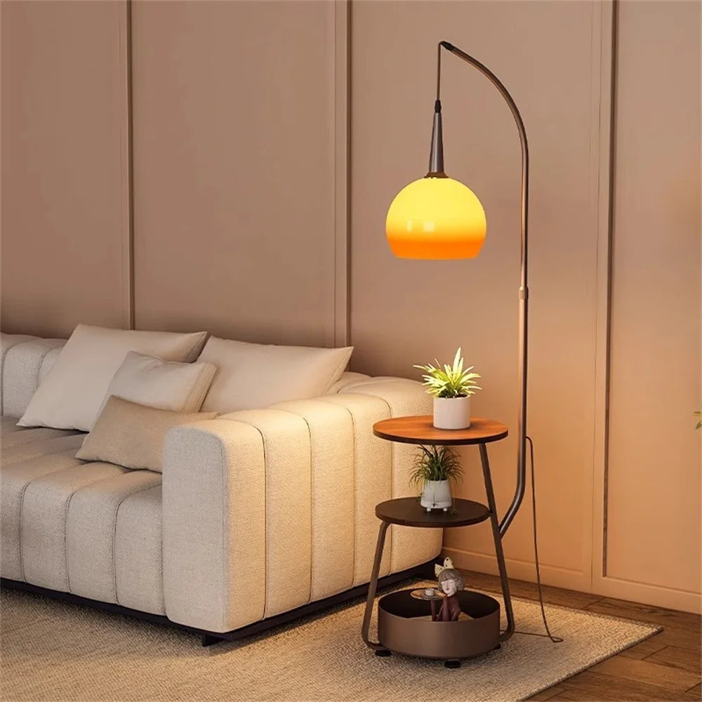 Modern Floor Lamp with Storage Shelf Bedside Table for Living Room Sofa Side Eye Care Atmosphere Light - 1