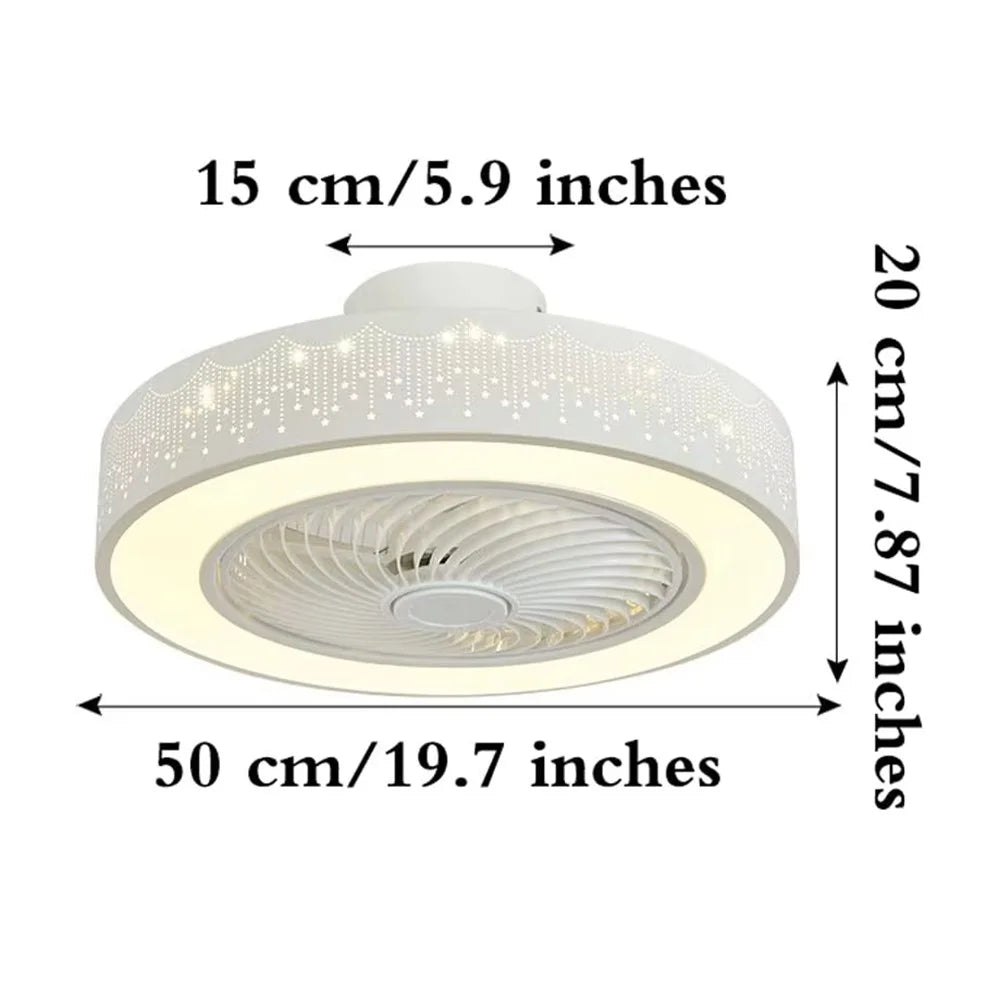 220V White Wood Ceiling Fan Light Stepless Dimming Modern LED Lamp for Bedroom Kids Room, Remote + APP Control - 7