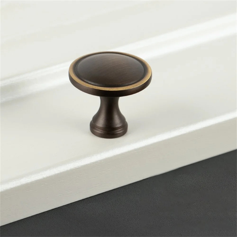 BR02 Solid Brass Cabinet Pull Handles 30 x 33mm Drawer Wardrobe Knobs, Single Hole - Coffee / Bronze - 1