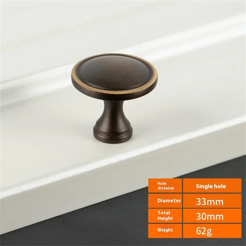 BR02 Solid Brass Cabinet Pull Handles 30 x 33mm Drawer Wardrobe Knobs, Single Hole - Coffee / Bronze - 2