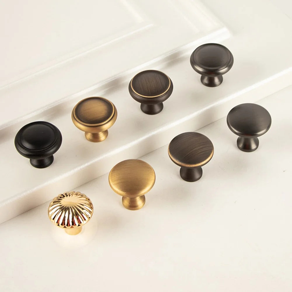 BR02 Solid Brass Cabinet Pull Handles 30 x 33mm Drawer Wardrobe Knobs, Single Hole - Coffee / Bronze - 3