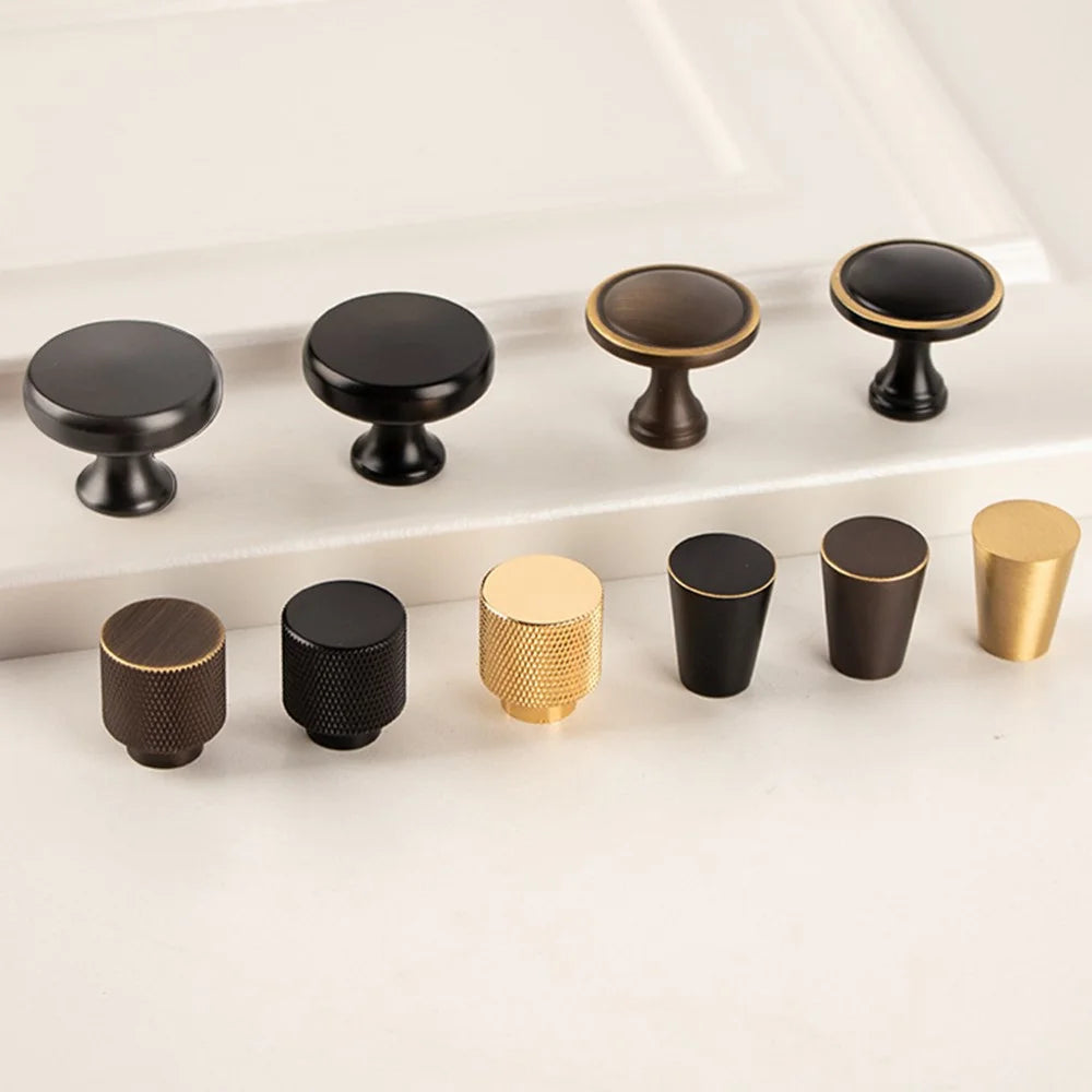 BR02 Solid Brass Cabinet Pull Handles 30 x 33mm Drawer Wardrobe Knobs, Single Hole - Coffee / Bronze - 4