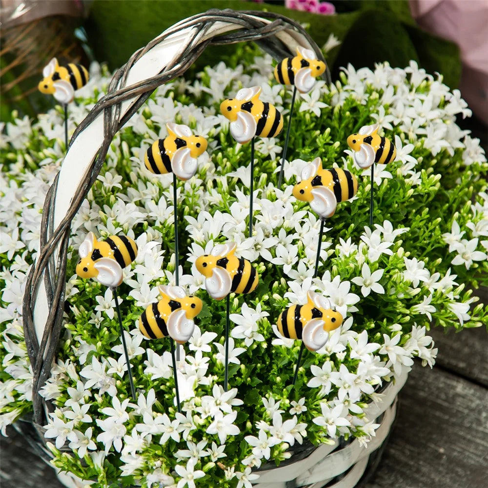 G333 10Pcs / Set Artificial Bee Lawn Stakes Yard Ornaments Realistic Insect Decoration for Outdoor Garden - 7