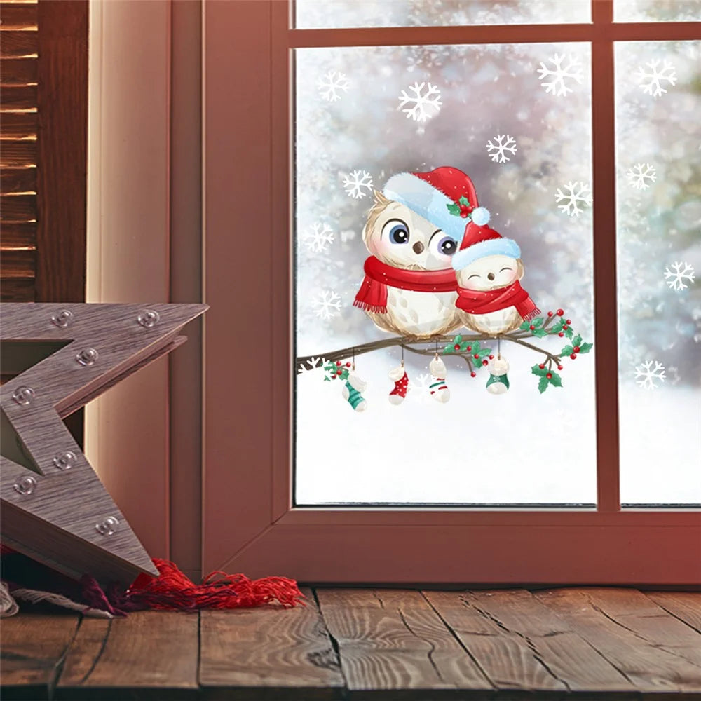 40 x 28cm Christmas Snowflake Bird Wall Sticker Window Glass Decorative Removable PVC Decal - 5