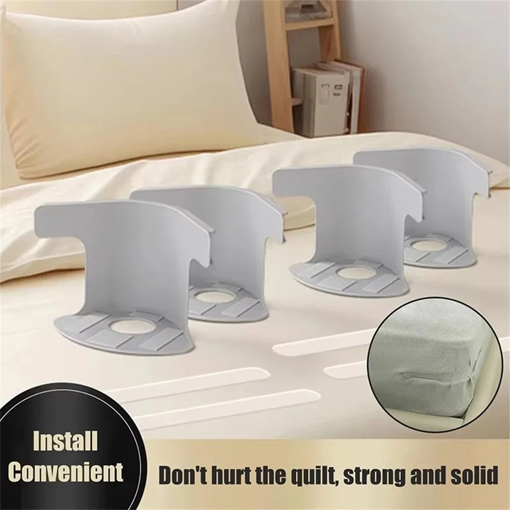 4Pcs Bed Sheet Fasteners Multi-Function Small Sheet Straps Anti-Slip Clip Holders - White - 3