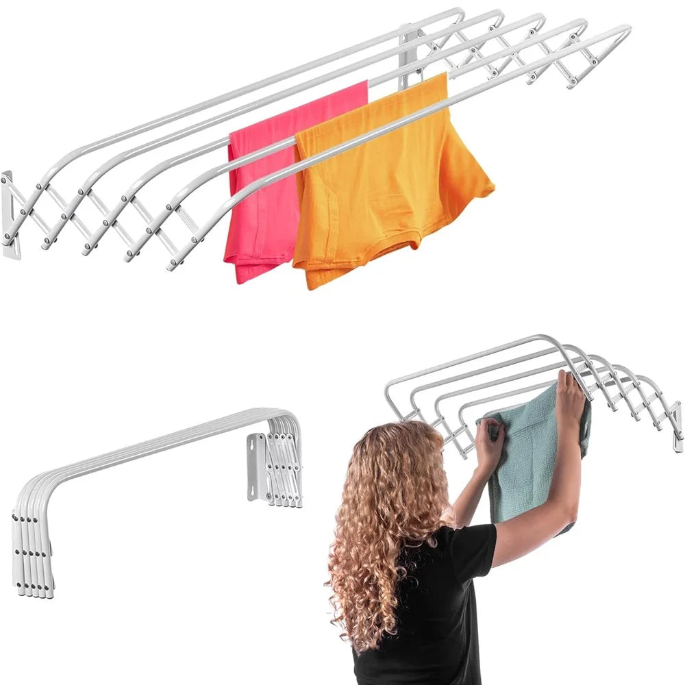 80cm Retractable Wall Mounted Clothes Drying Rack for Balcony Laundry Room Space Saving Folding Towel Hanger - 2