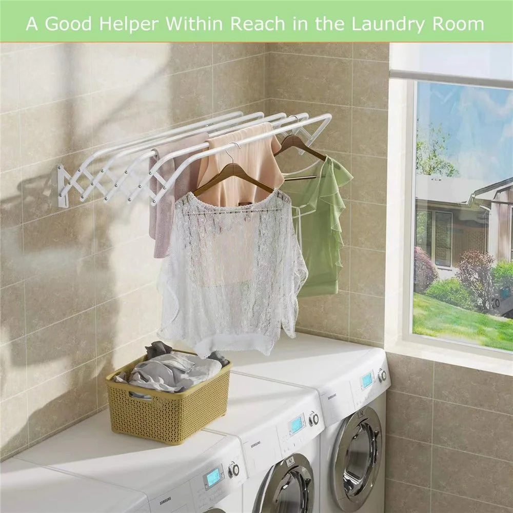 80cm Retractable Wall Mounted Clothes Drying Rack for Balcony Laundry Room Space Saving Folding Towel Hanger - 7