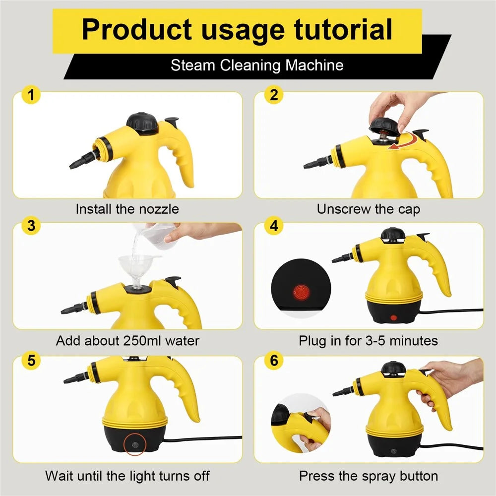 High Pressure Steam Cleaner Handheld Multi-Function Kitchen Home Appliance Portable Steamer for Cleaning - 6