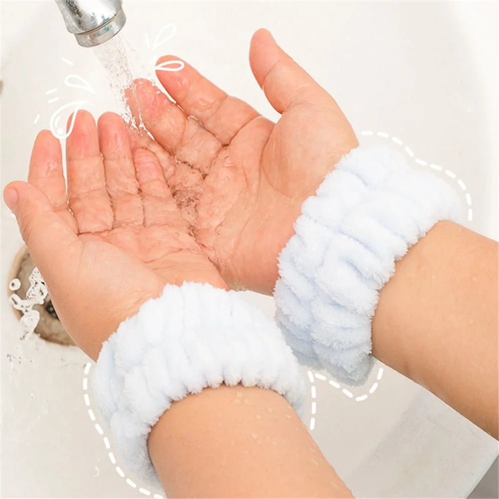 2PCS Water Absorption Wristband for Washing Face, Wrist Bands Towels for Water Flowing Down to Your Arms - Light Pink - 6