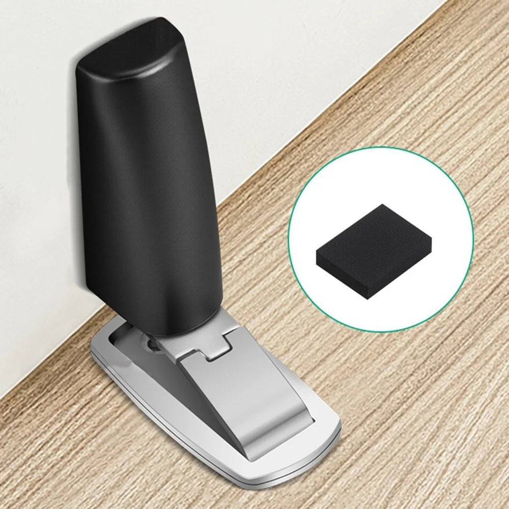 Magnetic Door Stopper No Drill Floor Mount Door Holder Bumper for Bedroom Bathroom - Black - 2