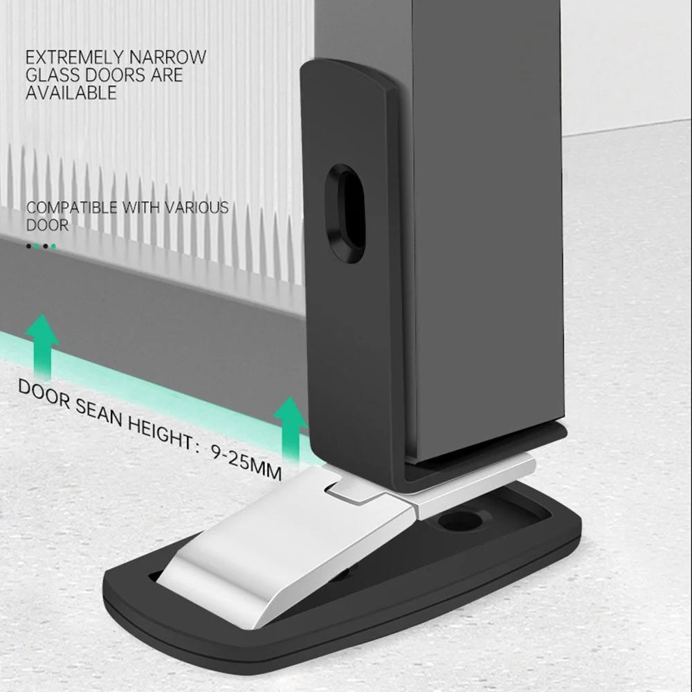 No Drilling Strong Magnet L-Shaped Doorstop Ultra Thin Floor Mount Magnetic Door Stopper - 4