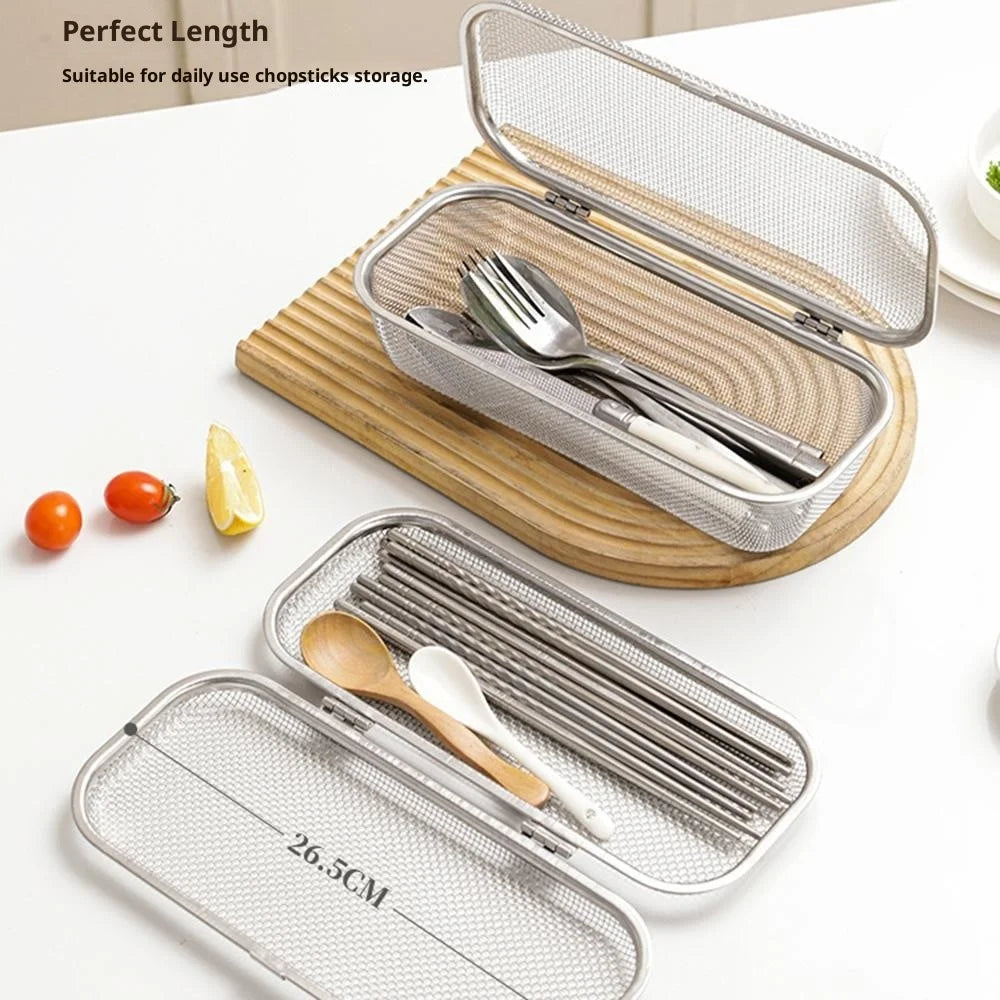 SUS304 Small Dishwasher Cutlery Storage Basket Rust Resistant Fast Drainage Cutlery Sterilizing Basket - Silver - 3