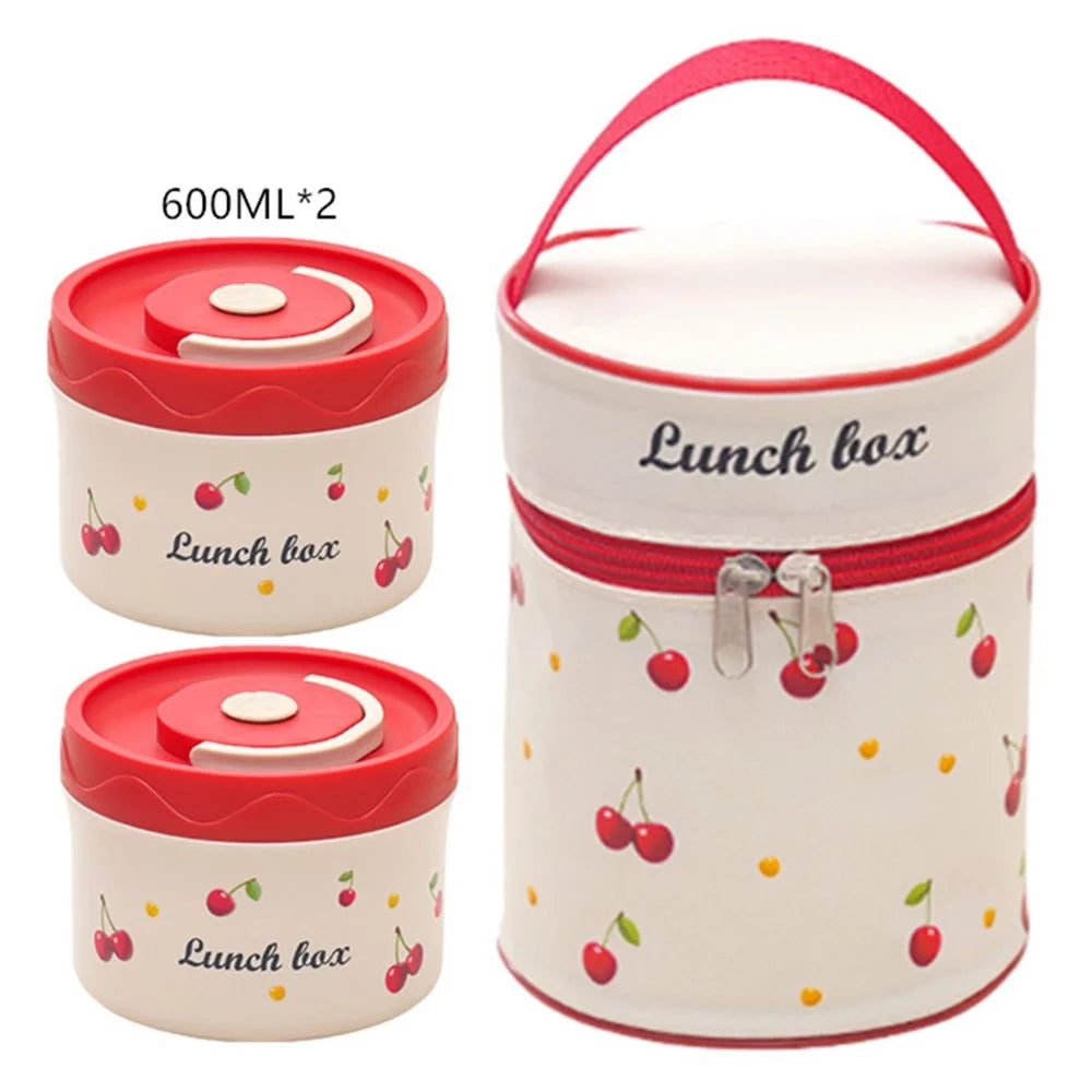 316 Stainless Steel Lunch Box Set with 2Pcs 600ML + Insulated Bag Microwave Safe Leak Proof for Students / Office Workers (No FDA) - 1