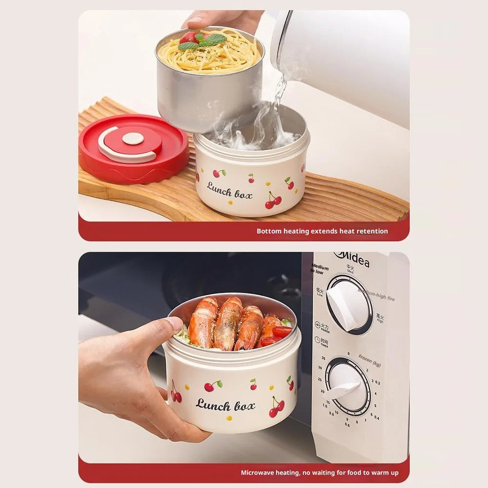 316 Stainless Steel Lunch Box Set with 2Pcs 600ML + Insulated Bag Microwave Safe Leak Proof for Students / Office Workers (No FDA) - 4
