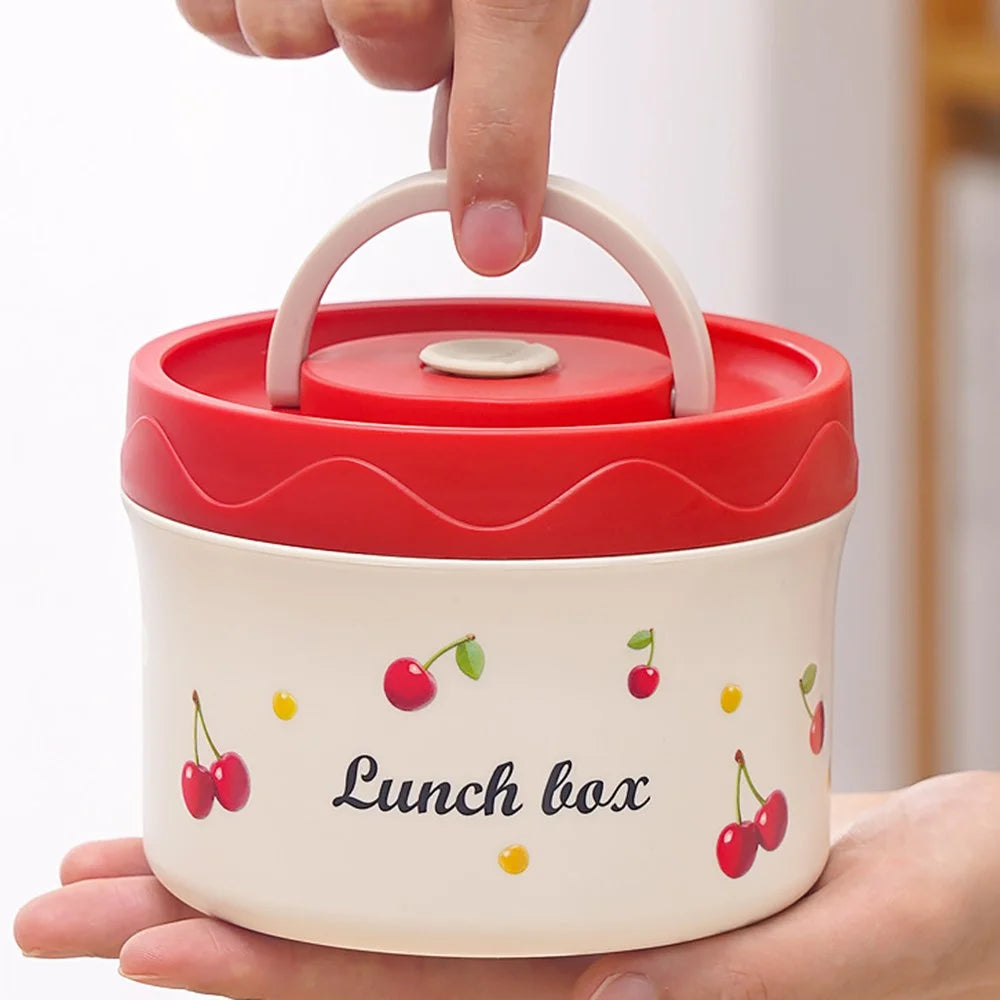 316 Stainless Steel Lunch Box Set with 600ML + 2Pcs 440ML + Insulated Bag Cherry Pattern Design for Students / Office Workers (No FDA) - 4