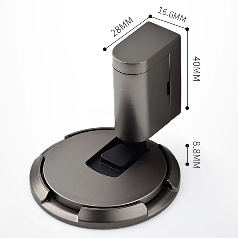 Zinc Alloy Mechanical Door Stopper No-Drill Push-Press Invisible Floor Door Stop Windproof Anti-Collision for Home - Black - 3