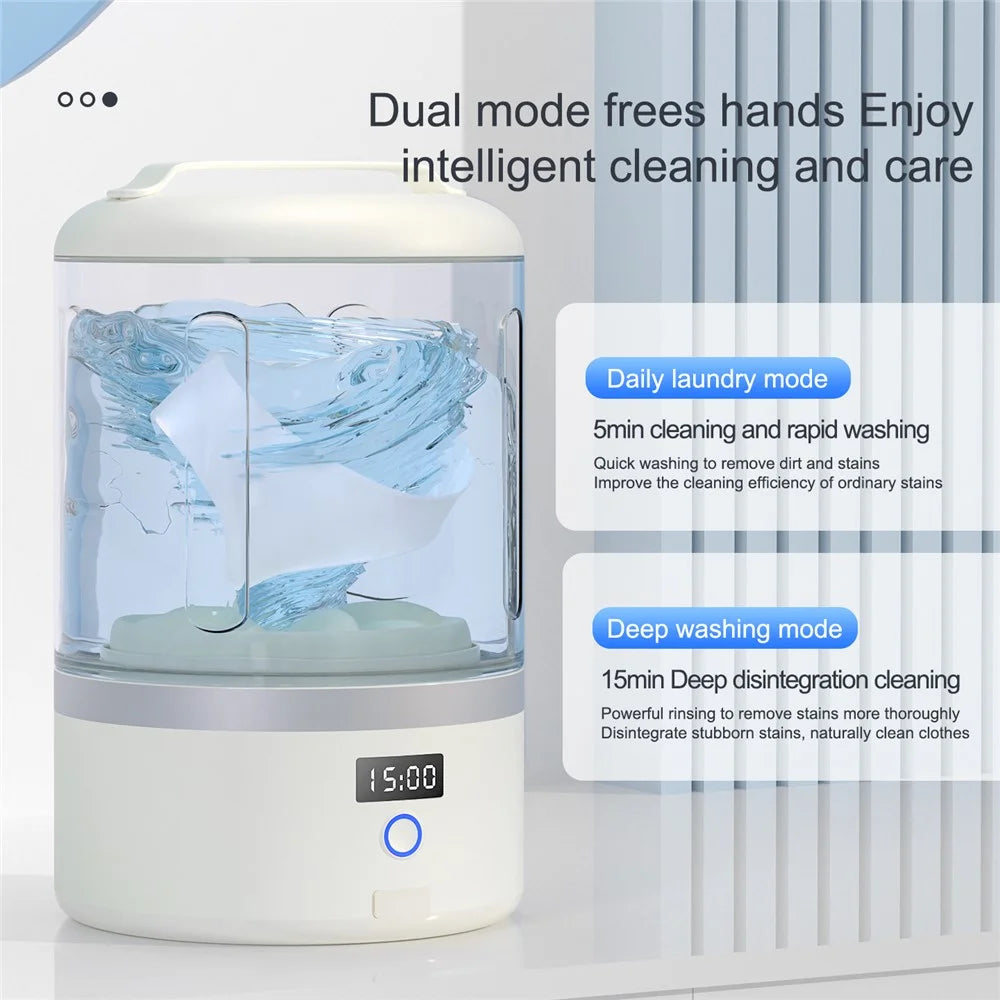 360° Deep Cleaning Mini Wireless Laundry Cup 3D Bionic Pulsator Underwear Automatic Washer 5 / 15min Wash Modes - 2