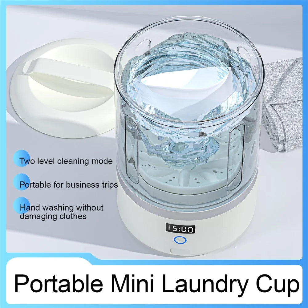 360° Deep Cleaning Mini Wireless Laundry Cup 3D Bionic Pulsator Underwear Automatic Washer 5 / 15min Wash Modes - 4