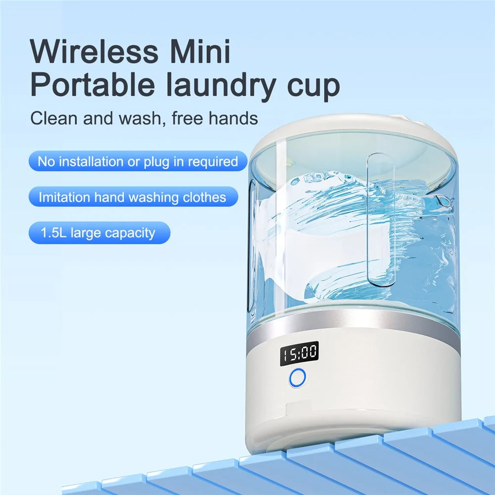 360° Deep Cleaning Mini Wireless Laundry Cup 3D Bionic Pulsator Underwear Automatic Washer 5 / 15min Wash Modes - 6