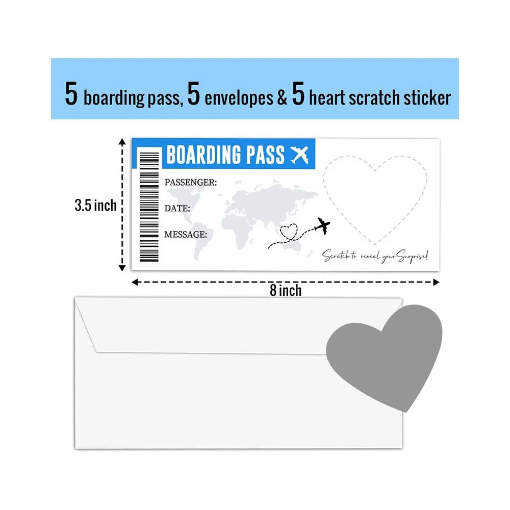 5Pcs / Set Surprise Scratch Off Boarding Pass Cards for Birthday Wedding Party DIY Game Gift - Silver - 3