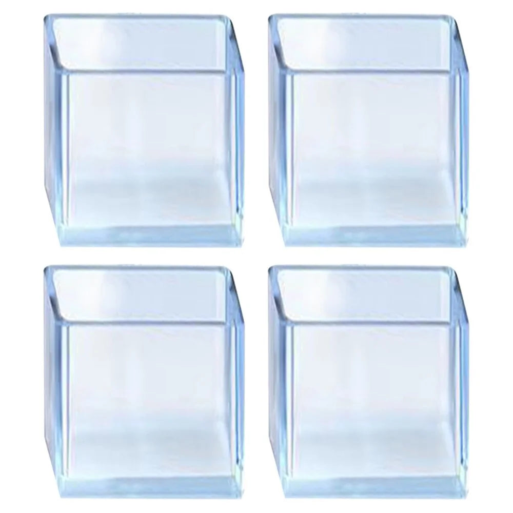 4Pcs / Set 25*38mm Rectangular Chair Leg Protectors Clear Rubber Furniture Leg Covers Caps Table Feet Pads - 1