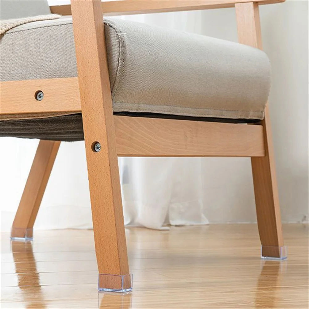 4Pcs / Set 25*38mm Rectangular Chair Leg Protectors Clear Rubber Furniture Leg Covers Caps Table Feet Pads - 4