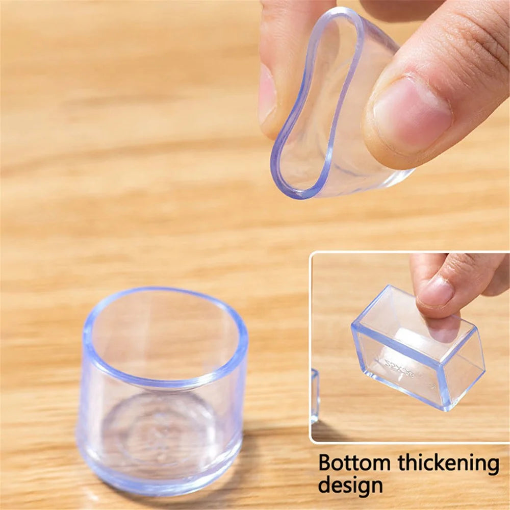 4Pcs / Set 25*38mm Rectangular Chair Leg Protectors Clear Rubber Furniture Leg Covers Caps Table Feet Pads - 5
