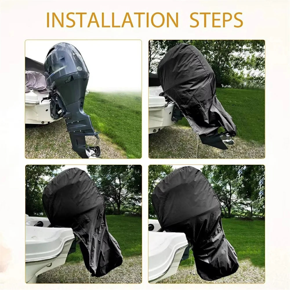 420D 20-30HP Oxford Outboard Engine Cover Waterproof Dustproof Full Coverage Boat Motor Cover 165cm Circumference 137cm Height - 4