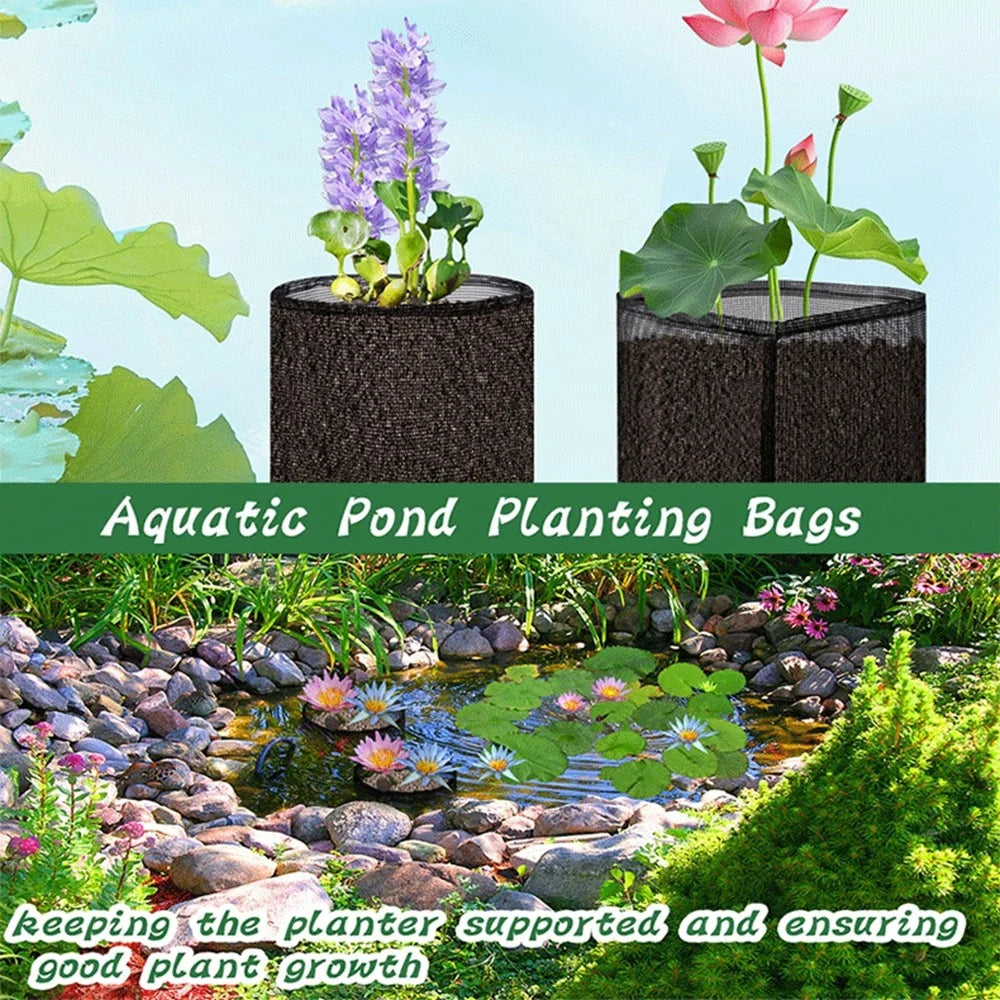 4Pcs PVC Mesh Aquatic Plant Grow Bags Reusable Planting Bags Breathable for Garden Pond - Circle - 6