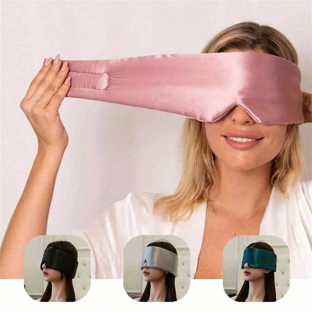 Mulberry Silk Sleep Mask 3D Contoured Eye Cover for Sleeping Large Size Light Blocking Eyeshade - Bean Pink - 2