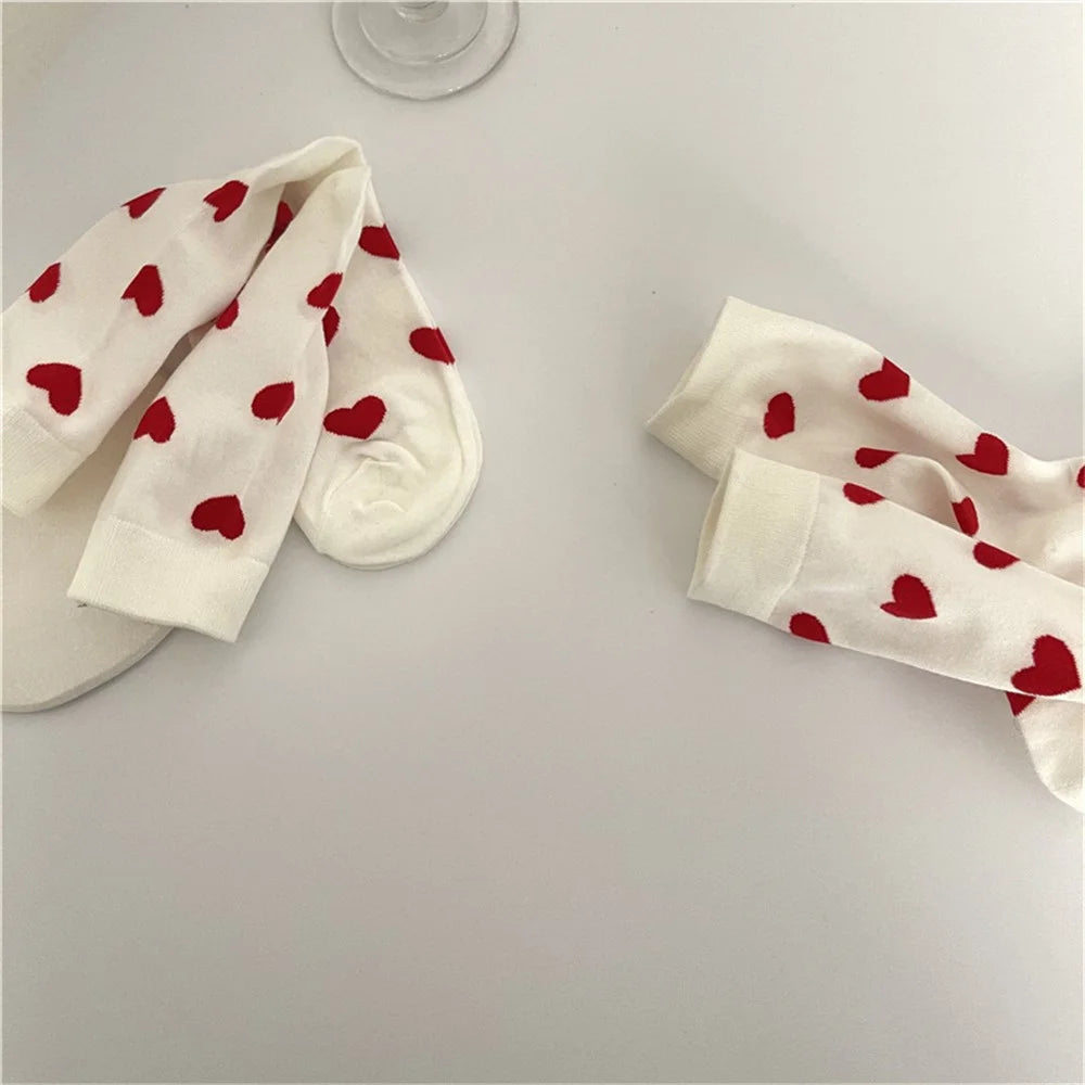 Unisex Mid-Calf Socks Heart Pattern Cotton Blend Socks Sports School Style for Spring / Autumn - 2