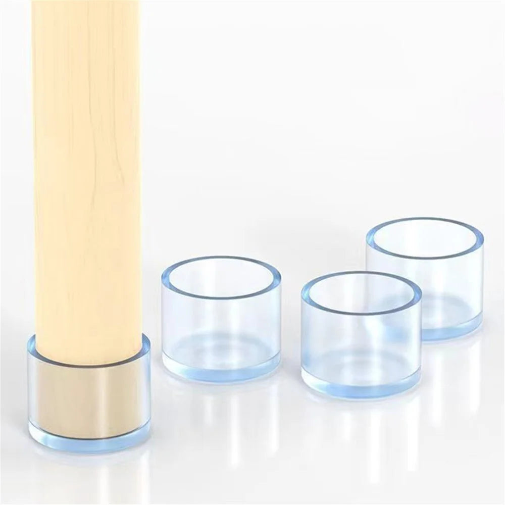 4Pcs / Set 22mm Round Furniture Leg Socks Table and Chair Feet Pad Caps Transparent Floor Protector Rubber Pad - 3
