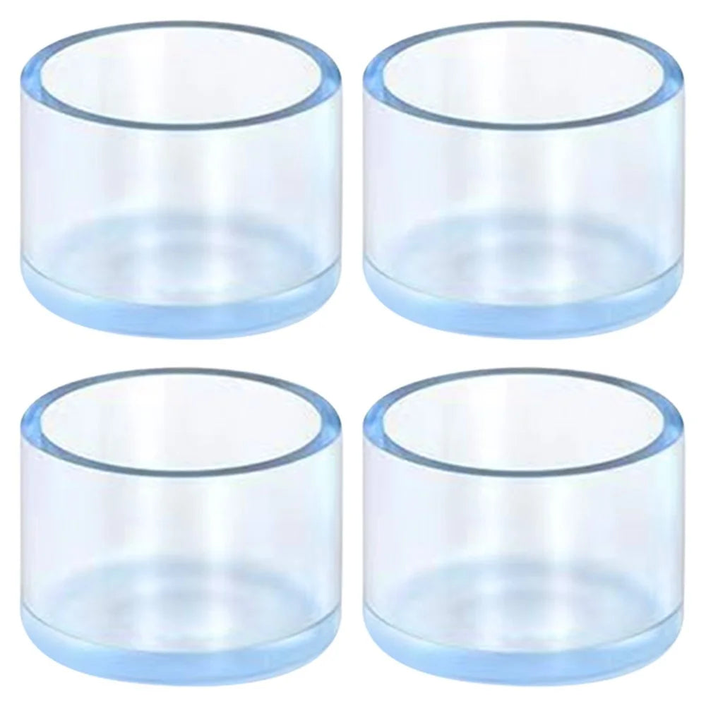 4Pcs / Set 38mm Round Soft Rubber Furniture Feet Bottom Socks Floor Protectors Pads Pipe Cover Transparent Chair Leg Caps - 1