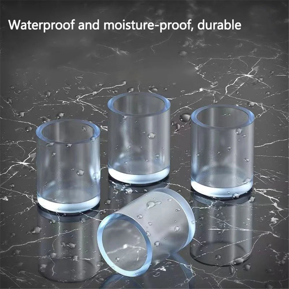 4Pcs / Set 38mm Round Soft Rubber Furniture Feet Bottom Socks Floor Protectors Pads Pipe Cover Transparent Chair Leg Caps - 4