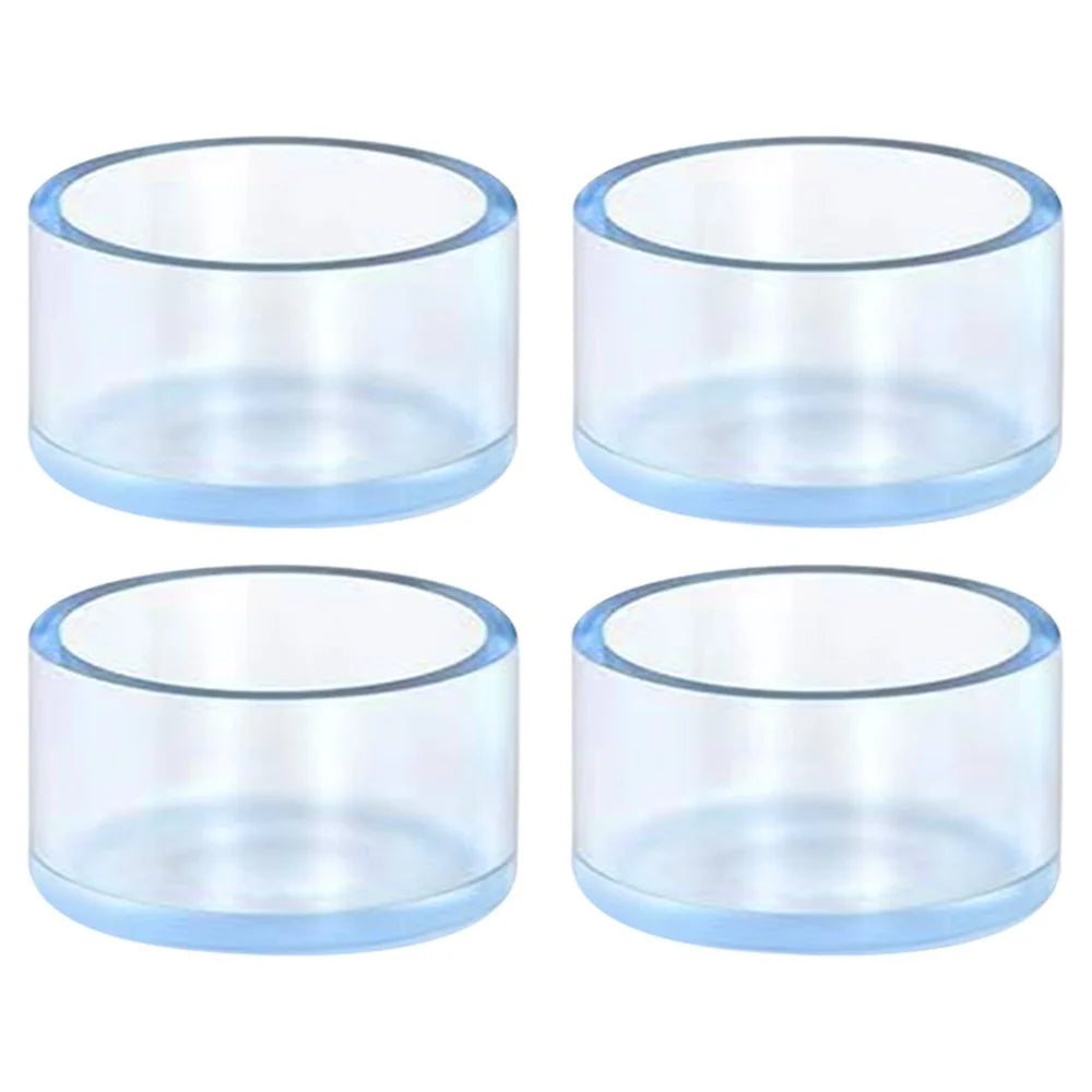 4Pcs / Set 60mm Round Furniture Legs Feet Pad Clear Rubber Floor Protector Chair Leg Caps Anti-slip Table Leg Socks - 1