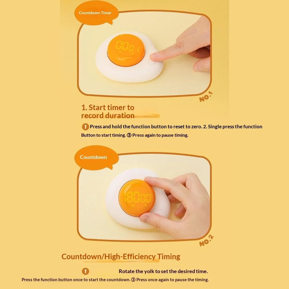 Creative Egg Magnetic Timer Kitchen Countdown Clock with Forward / Reverse Timing Modes for Cooking / Study / Work - White - 5