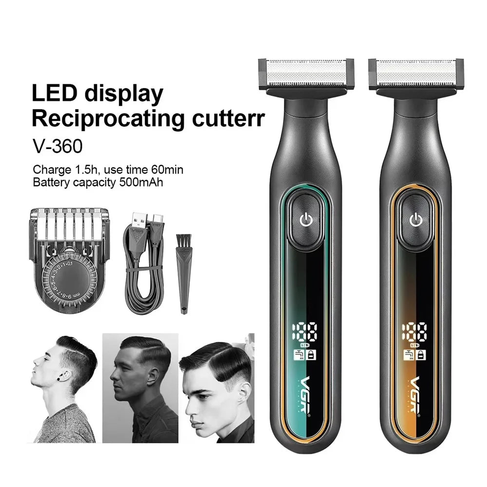 VGR V-360 Electric Shaver IPX6 Waterproof USB Rechargeable Razor with LED Display for Men - Green - 6