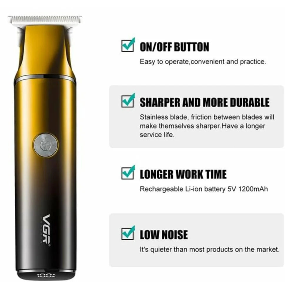 VGR V-986 Digital Display Professional Hair Clipper USB Rechargeable Cordless Hair Trimmer for Home / Salon - Blue - 7