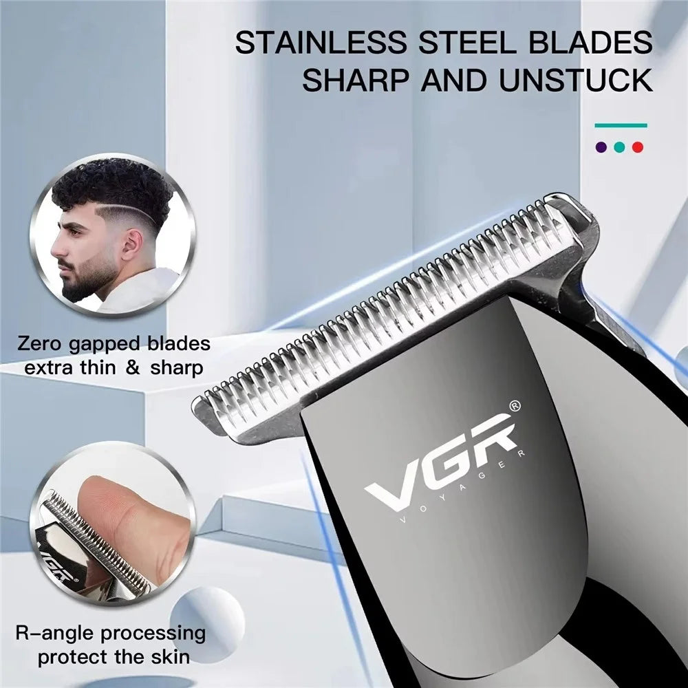 VGR V-030 Professional Hair Clipper USB Rechargeable Electric Hair Trimmer with 1 / 2 / 3 / 4 / 5mm Guide Combs - Black - 4