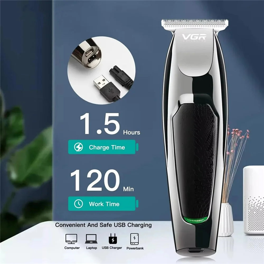 VGR V-030 Professional Hair Clipper USB Rechargeable Electric Hair Trimmer with 1 / 2 / 3 / 4 / 5mm Guide Combs - Black - 5