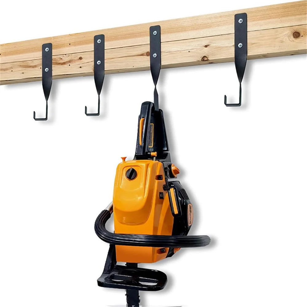 4Pcs Heavy Duty Chainsaw Storage Rack Wall Mount Hook Garage Tool Holder - Black - 2