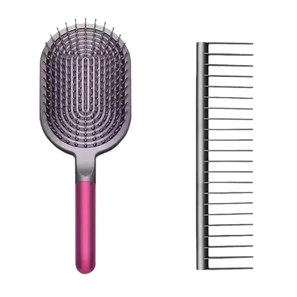 2PCS / Set Air Cushion Hair Brush Scalp Massage Comb Detangling Anti Static with Wide Tooth Comb - Rose - 1