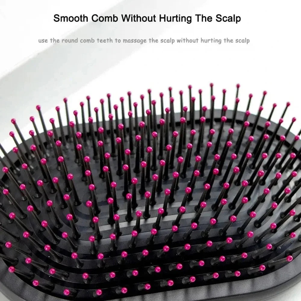 2PCS / Set Air Cushion Hair Brush Scalp Massage Comb Detangling Anti Static with Wide Tooth Comb - Rose - 7