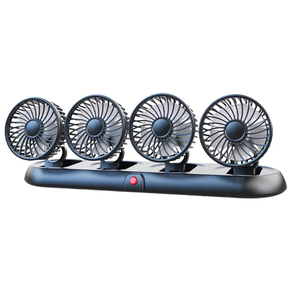 Four Head Folding Car Fan 360 Degree Rotation Auto Dashboard Cooling Fan for Vehicle Use - White / 5V USB Port - 1