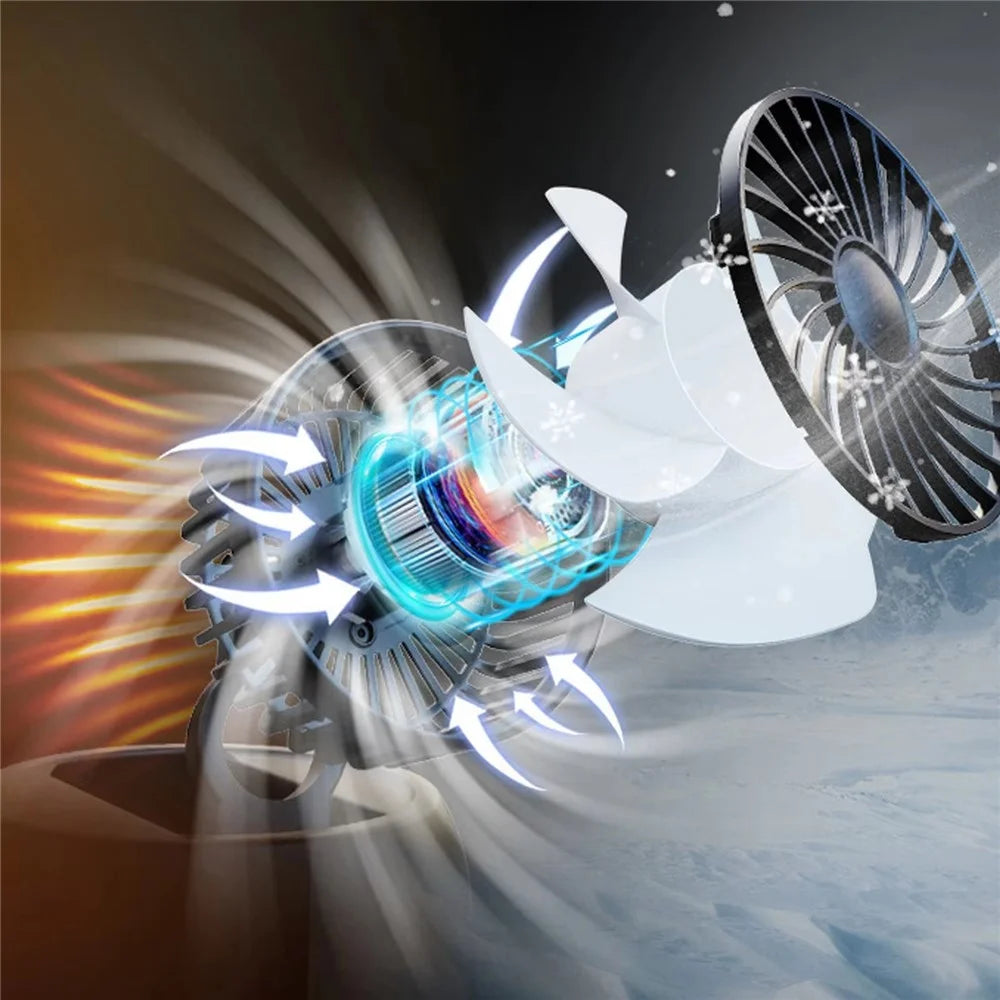 Four Head Folding Car Fan 360 Degree Rotation Auto Dashboard Cooling Fan for Vehicle Use - White / 5V USB Port - 7