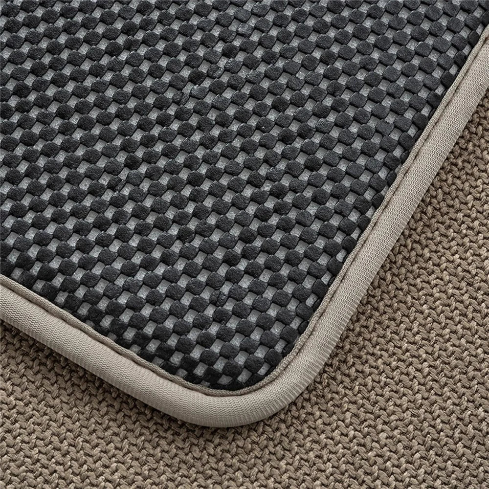 45 x 70cm Bathroom Mat Imitation Linen Woven Texture Memory Foam Non-Slip Absorbent Bath Rug - Khaki - 7