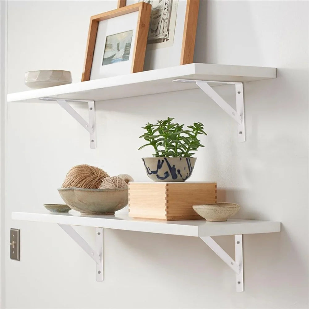 12Pcs 30x19cm Metal Wall Shelf Brackets Heavy Duty Triangle Support for DIY Home Kitchen Garage - Black - 6